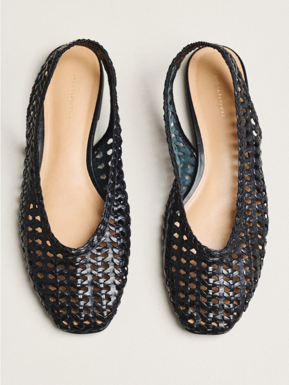 Anthropologie Black Woven Slingback Flats 39 New